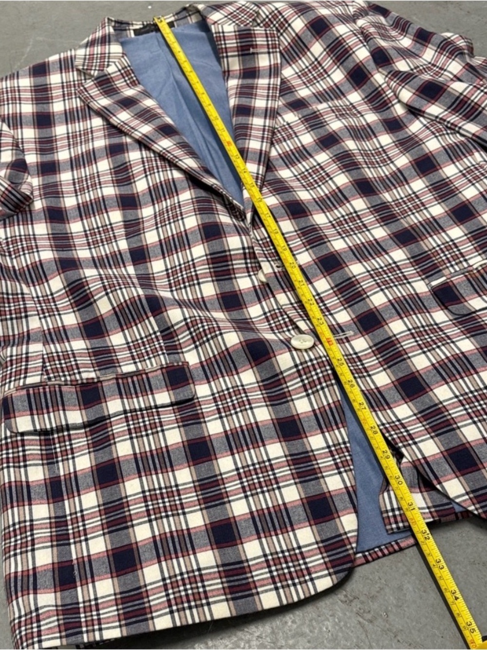 Lauren Ralph Lauren Men's Plaid Sport Coat in Navy, White & Red 42R - Picture 7 of 9